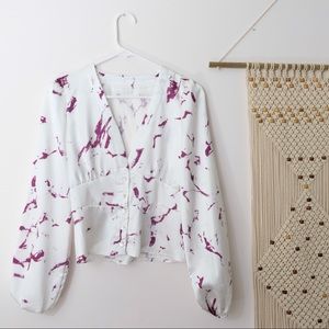 Silk white and purple top